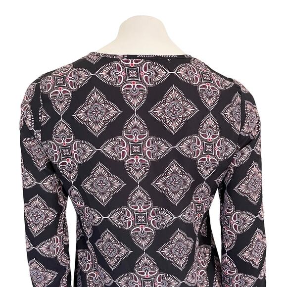 VTG 90s CHARLOTTE RUSSE Retro Medallion Print Semi Sheer Shift Dress SZ S - Picture 7 of 11